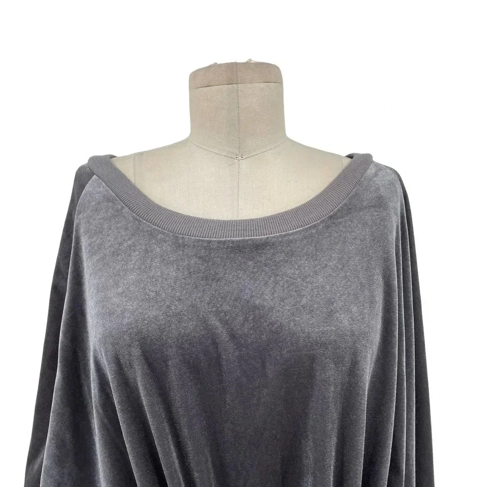 NUDE Apparel Co. Velour Front Tie Knot Pullover Top Gray Size XS‎